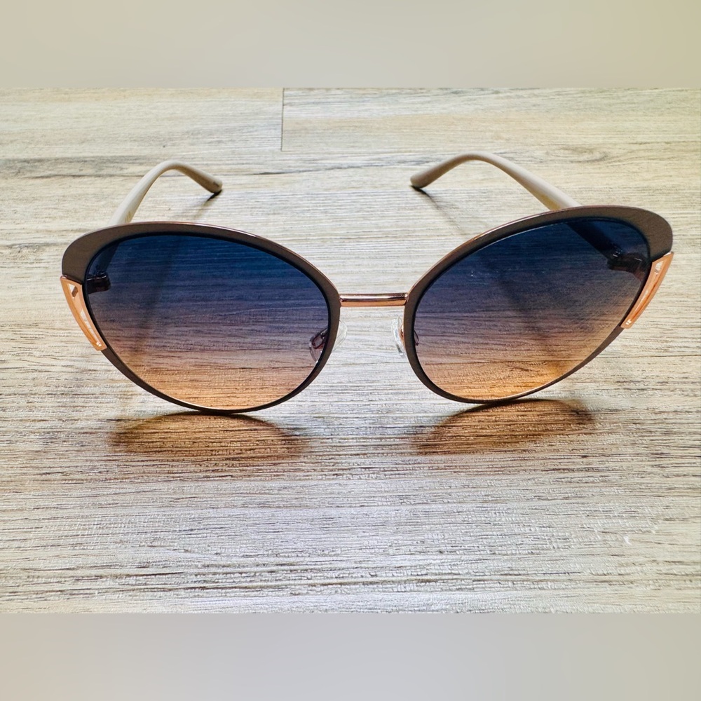 Modern Round Brown and Blue Sunglasses